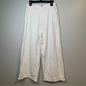 Urban Outfitters Womens Pants Size 6 White Wide Leg Belted Pants 100% Cotton
